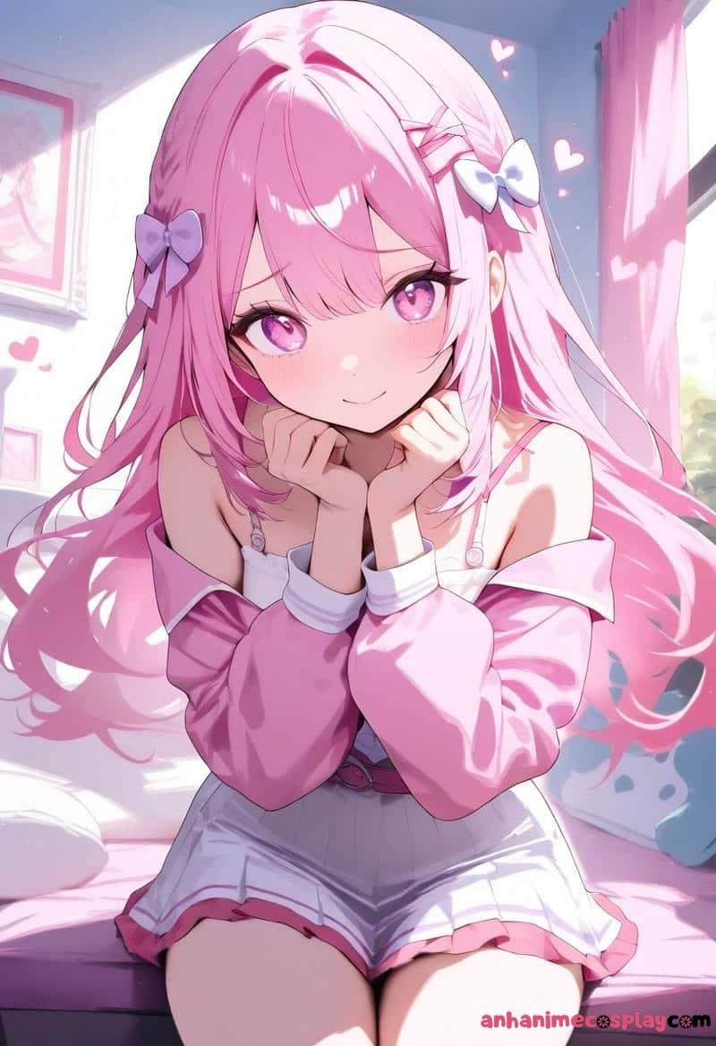 ảnh anime màu hồng xinh cute